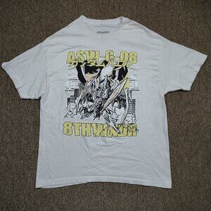 8THWNDR T-Shirt Men XL White Gundam HAL Graphic Short Sleeve Anime Tee
